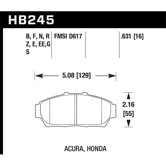 Hawk 94-01 Acura Integra (excl Type R) HP  Street Front Brake Pads Fits select: 1994-1995 HONDA CIVIC EX, 2000-2001 ACURA INTEGRA LS
