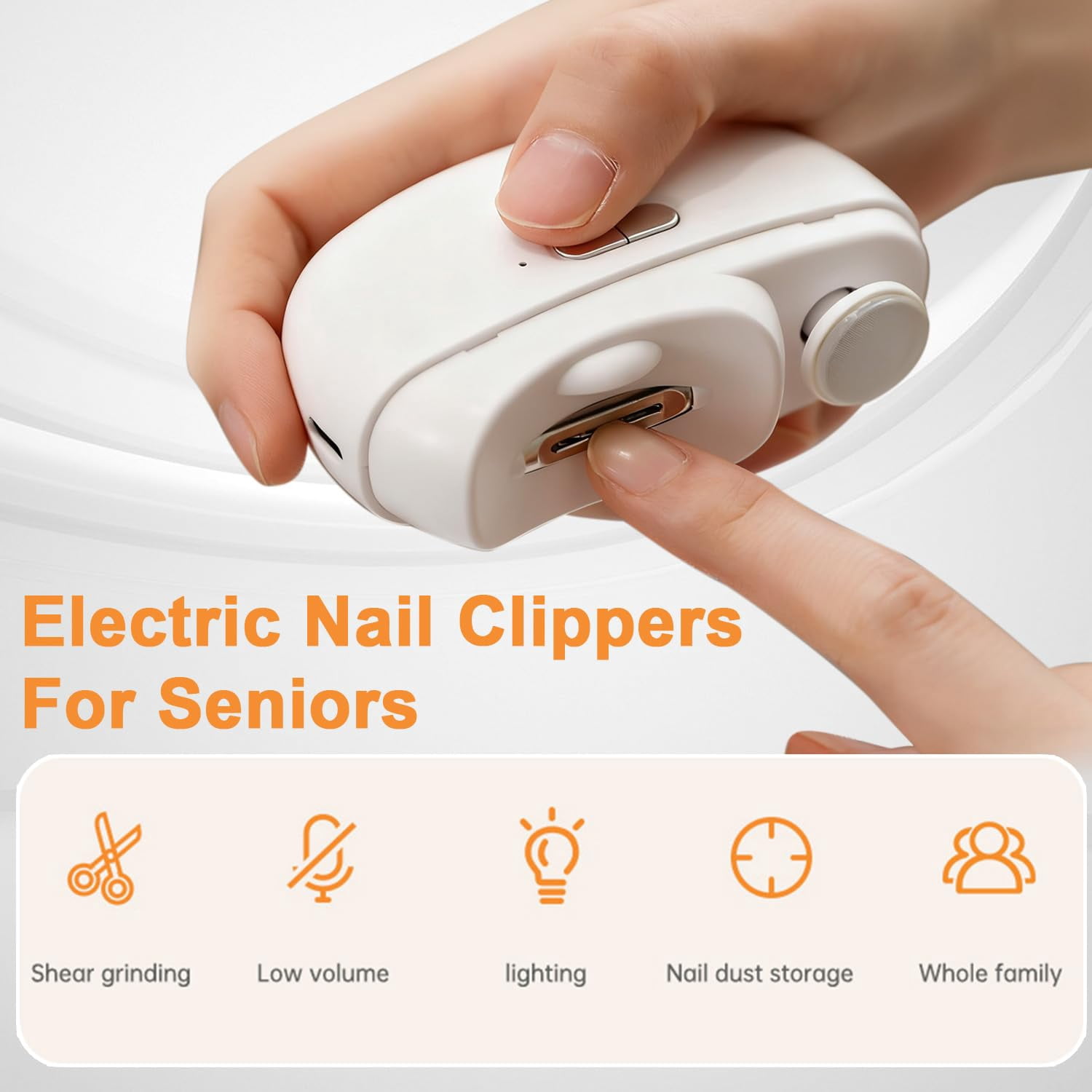 Electric Nail Clippers for Seniors,2026 New 3-in-1 Easyclip Smart Nail Clipper for Baby and Adults,Automatic Electric Nail Clipper with Polishing and LED Light,Suitable for Fingernail Toenails(Pink)