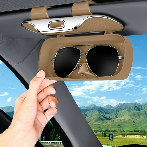 Estuche para gafas de sol y parasol para coche, caja de almacenamiento multifuncional para billetes, almacenamiento de plástico