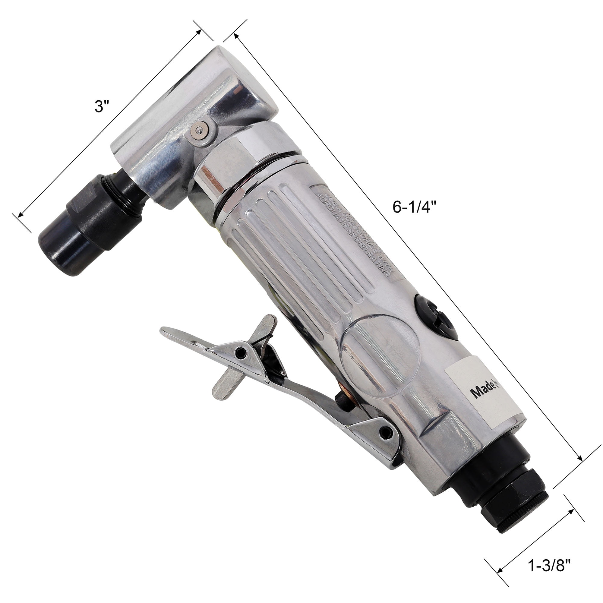 CQSXDA 1/4" Air Angle Die Grinder, 90° Head, 21K RPM, Ball Bearing, Lightweight Aluminum