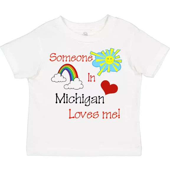 Someone In Michigan Loves Me! Toddler T-Shirt Love State Sunshine Sun Baby Clothing, Cute Baby Shirt, TODDLER SHORT SLEEVE TEE BELLA CANVAS 3001T
