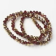 thumbnail image 2 of Electroplate Transparent Glass Beads Strands Half Golden Plated Faceted Rondelle Dark Red 6x5mm Hole: 1mm about 80~85pcs/strand 38~40cm, 2 of 2