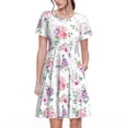 thumbnail image 1 of Fotbe Rose Flower B Vestido Largo de Moda para Mujer, Vestido Tipo Camiseta con Manga Corta y Estilo Casual a Rayas y Bloques de Color, 1 of 6