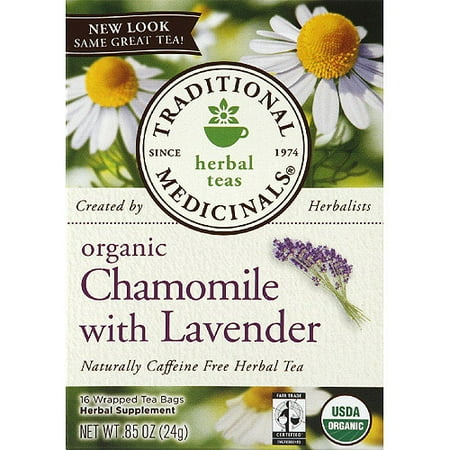 TRADITIONAL MEDICINALS Camomille Bio avec de la lavande caféine Tisane, 0,85 oz (Pack de 6)