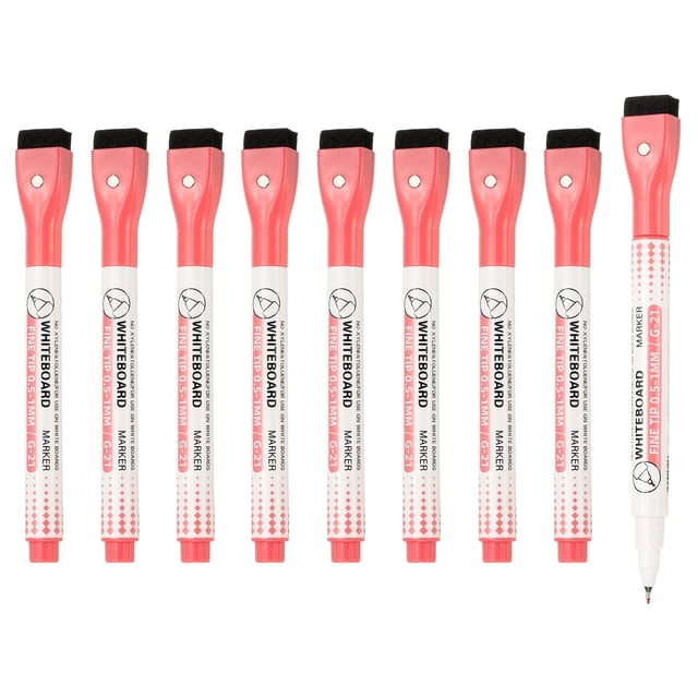 Stylo Magnétique pour Tableau Blanc, Pointe Fine 0,5-1 mm Effaçable à Sec Marqueurs Rouges, 10 Pcs