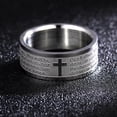 thumbnail image 2 of Anillo de acero de titanio inglés para hombres y mujeres, cruz cristiana, anillo de Biblia personalizado, anillo personalizado, anillo grabado, 2 of 4