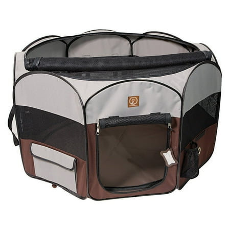 UPC: 0802172000891 | One for Pets Fabric Portable Pet Playpen  Small  Grey/Brown