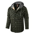 thumbnail image 3 of Fexilor Men's Flannel Shirt Jacket with Hood Long Sleeve Fleece Coat,Size L, 3 of 5