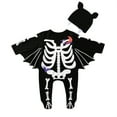 thumbnail image 2 of Baby Skeleton Halloween Cost-ume Black Onesie with White Print Romper Outfit for Spooky Party, 12-18 Months, 2 of 5