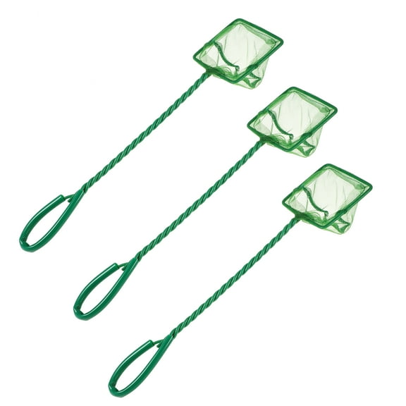Unique Bargains 3Pcs Aquarium Fish Net Aquarium Fish Tank Accessories Small Fish Fine Net Green 7.3x6.5 cm