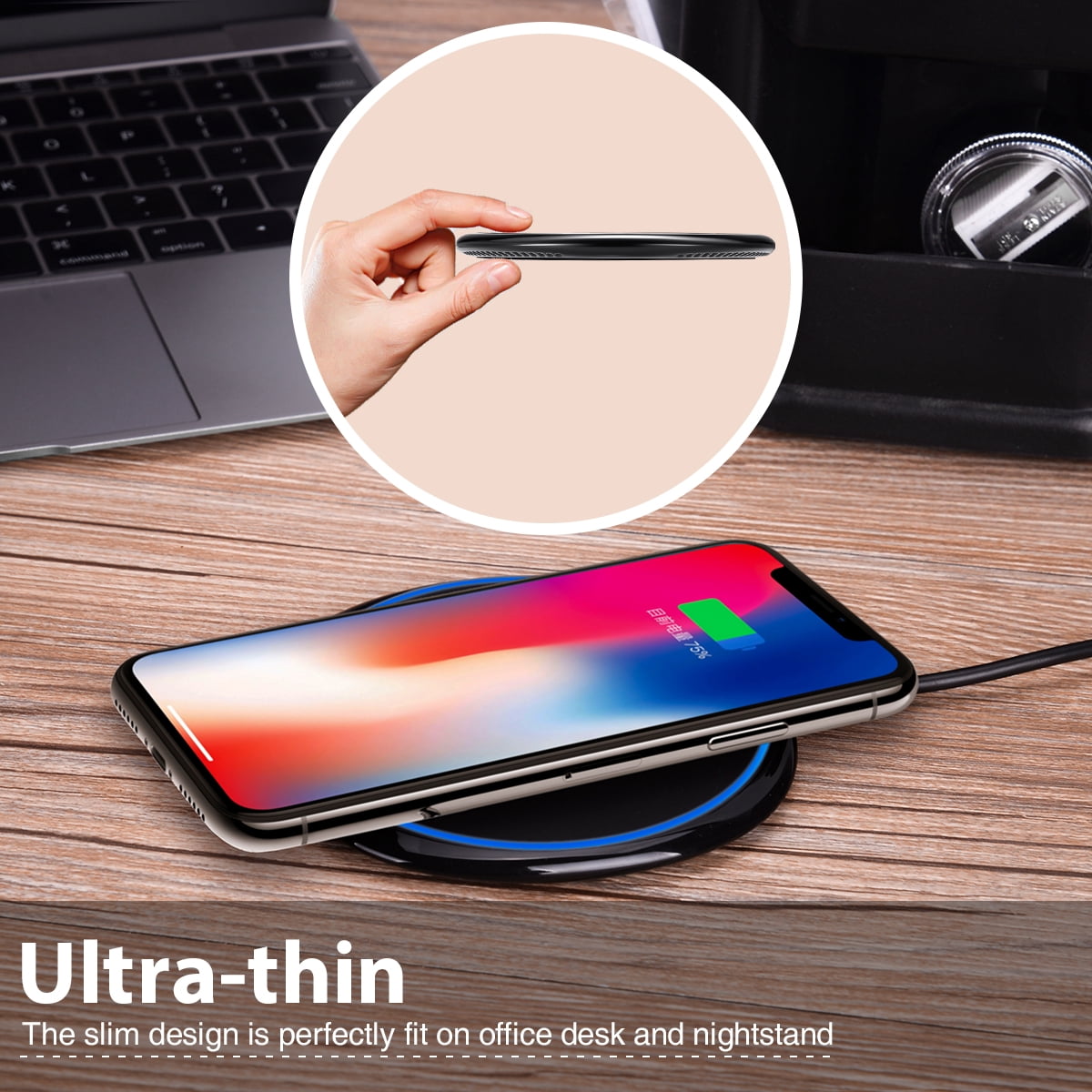 Wireless Charger Compatible With iPhone 16e/17e - Fast 7.5W and 10W Charging Pad Slim