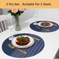 thumbnail image 5 of Navy Blue Striped Round 13 Inch Placemats Set of 2, Vintage Stripes Ombre HeatResistant Non Slip Place Mats for Dining Table, Wipeable Braided Kitchen Table Mats for Housewarming, 5 of 9