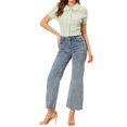 thumbnail image 2 of INSPIRE CHIC Chemise Douce à Col Claudine Vintage pour Femme, Boutonnée, S Vert, 2 of 7