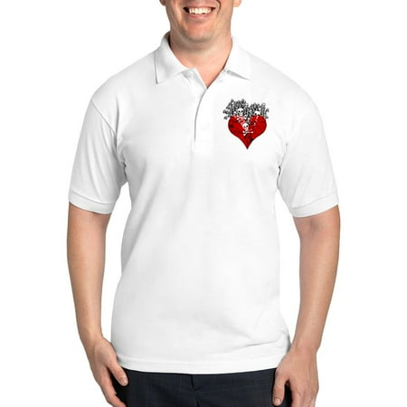 CafePress - Broken Heart With Skulls Golf Shirt - Golf Shirt Pique Knit Golf Polo