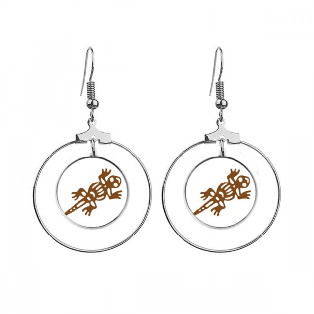 México totems Mexican lagarto gecko antigua civilización Los pendientes cuelgan del aro de la joyería del círculo de la gota Unbranded M