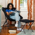 thumbnail image 2 of Flash Furniture 28" Oversized Portable Faux Fur Folding Saucer Chair with Folding Ottoman for Dorm, Bedroom, Black Faux Fur/Black Frame, 2 of 14