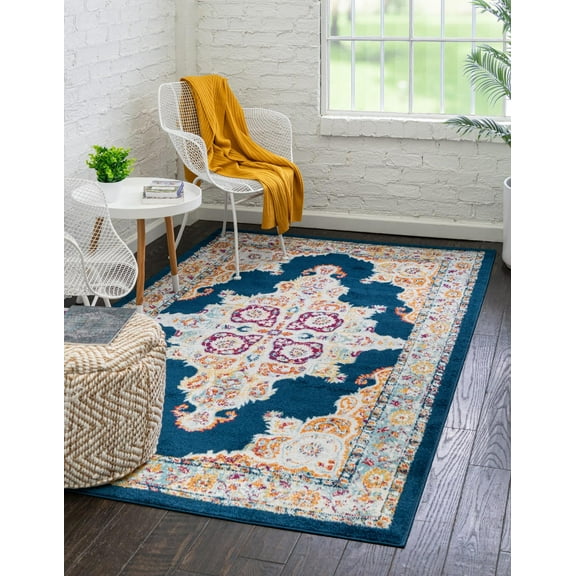Unique Loom Merakli Parker Rug , 4' 0" x 6' 0" ,Navy Blue
