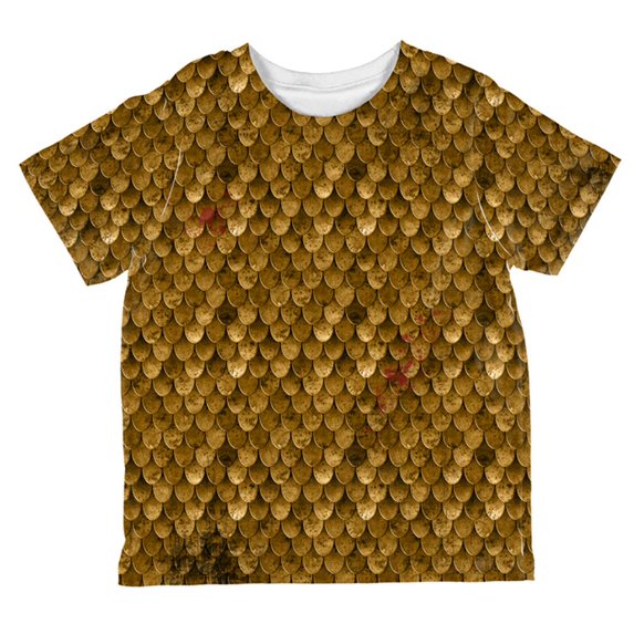 Halloween Battle Damage Bronze Scale Armor Costume All Over Toddler T Shirt Multi 2T