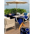 thumbnail image 4 of Outdoor Tablecloth with Umbrella Hole and Zipper, Black Blue Rectangle Table Cloth 52x70 Inch Waterproof Tablecloth, White Circle Geometric Abstract Texture Picnic Table Cover for Patio Camping, 4 of 7