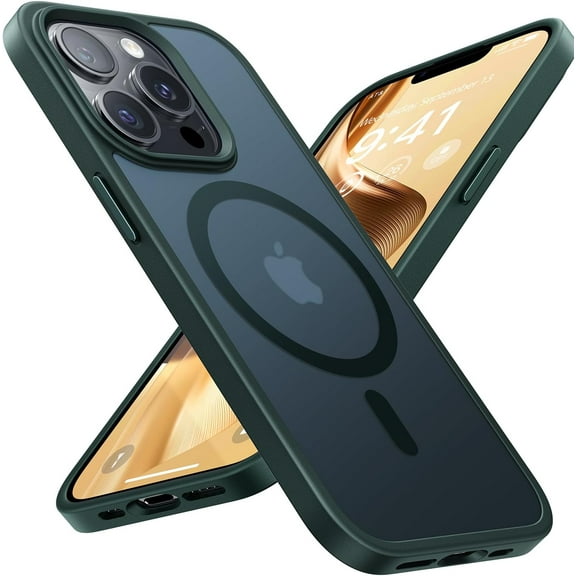 Magnetic for iPhone 14 Pro Max Case Compatible with MagSafe, [16FT Drop Protection] Shockproof 14 ProMax Phone Case for MagSafe Wallet, Magnetic Car Holder, Magnetic Charger, Alpine Green