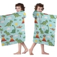 thumbnail image 4 of LightBlue Dinosaurs Volcanoes Pattern Hooded Bath Towel，50"x30" for Ages 3 To 12 Kids, Quick Dry Lightweight Soft Microfiber Hood Beach Towel Cover Up for Kids, 4 of 7
