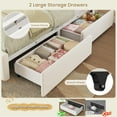 thumbnail image 6 of Twin Size Upholstered Platform Bed with Storage Headboard and Drawers, Twin Bed Frame with Power Outlets & LED Lights, Modern Platform Beds for Teen, White, 6 of 10