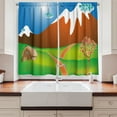 thumbnail image 2 of Ambesonne Landscape Kitchen Curtains, Cartoon Country Scene, 55"x39", Multicolor, 2 of 3