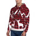 thumbnail image 3 of Wukai Christmas Buffalo Plaid Print Men Hoodies Fleece Sweatshirts Long Sleeve Sweaters Pullover Fall Outfits Winter Clothes-XX-Large, 3 of 7