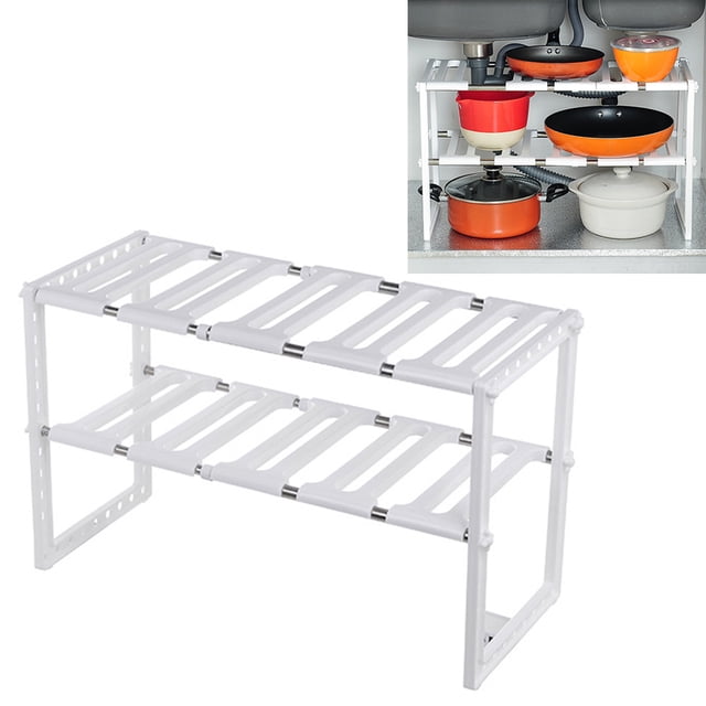 Étagère de Rangement Extensible en Plastique sous l'Évier, Organisateur de Cuisine; Étagère de Rangement Extensible en Plastique sous l'Évier, Organisateur de Cuisine