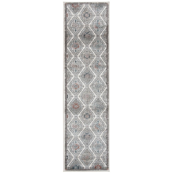 SAFAVIEH Oregon Celandine Floral Bordered Runner Rug, Grey/Ivory, 2'2" x 8'