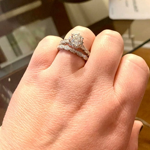 Bluebelljewels Engagement Wedding Bridal Ring Set For Women's 14K White Gold Finish Round Cut Diamond Ring