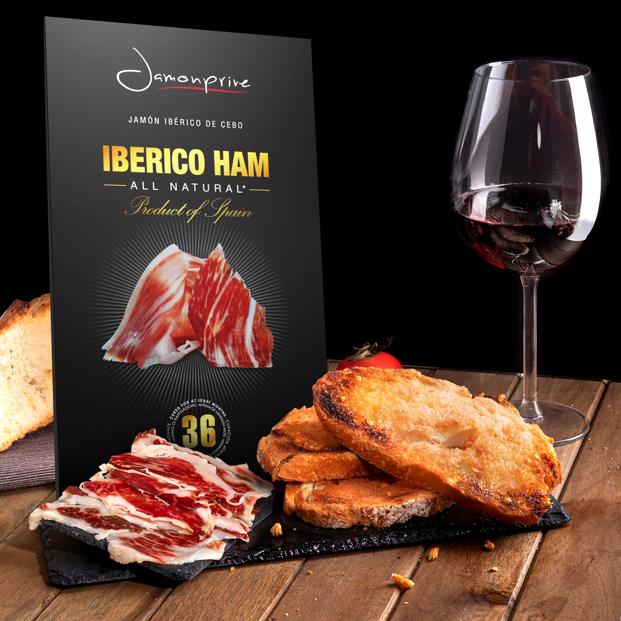 Spanish Jamon Iberico (Pata Negra) Pork Ham Gluten Free - Spanish Iberico Ham Sliced (2oz) Jamonprive