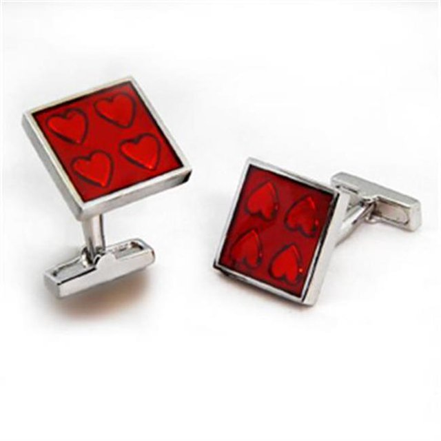 Alamode OT581 Men Rhodium Brass Cufflink with Epoxy in Siam