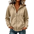 thumbnail image 2 of Enjoytime Womens Zip Up Hoodies Solid Color Long Sleeve Hooded Jacket 2026 Fall Winter Fleece Trendy Casual Sweatshirt, 2 of 7