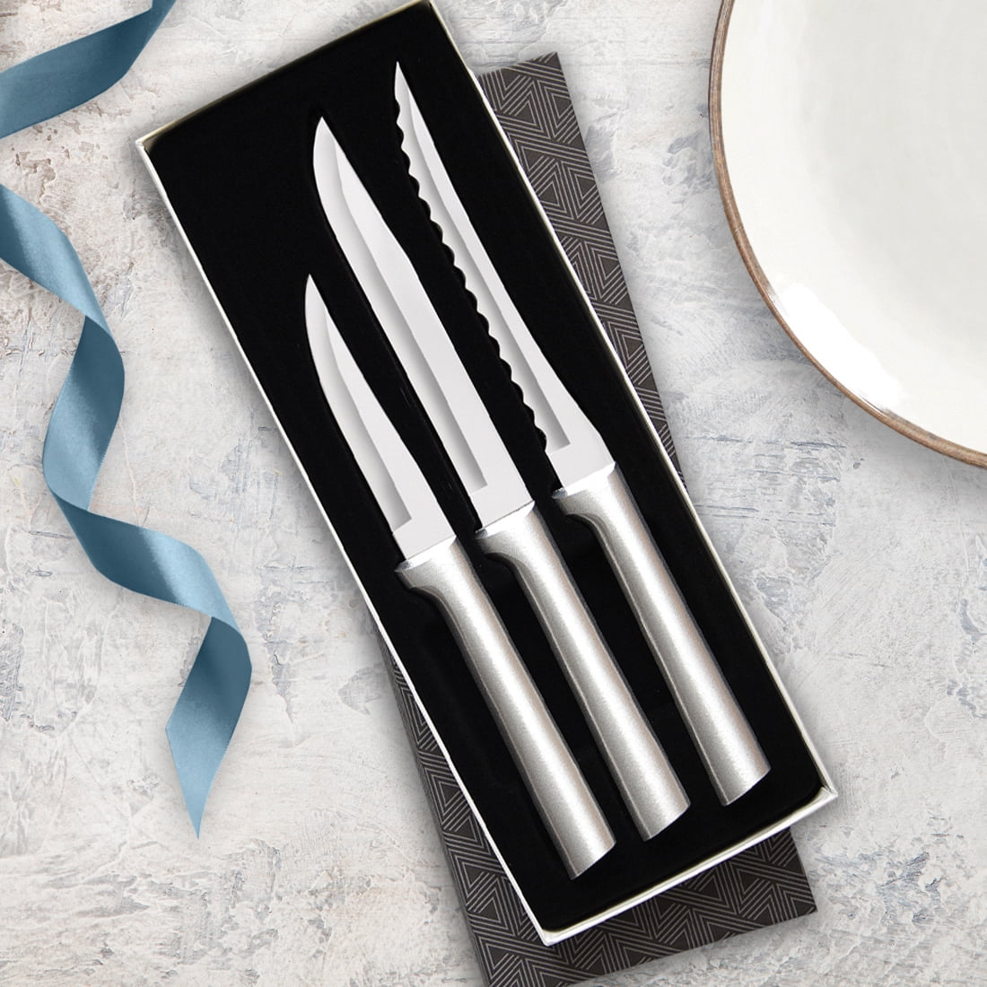 Rada Kitchen Knives Boxed Set, 3 Piece Cook’s Choice Gift Set, Heavy Duty Paring Knife, Utility/Steak Knife, and Tomato Slicer