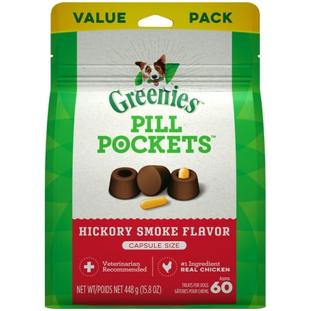GREENIES PILL POCKETS Capsule Size Natural Dog Treats Hickory Smoke Flavor, 15.8 oz. Value