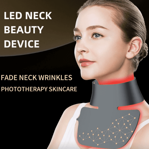 Photon Neck Beauty Device with LED & Infrared Light - Anti-Wrinkle Neck Massager for Skin Rejuvenation