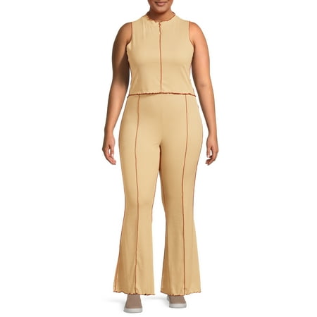 Derek Heart Juniors' Plus Size Mock Neck Top and High-Rise Flare Pants Set, 2-Piece