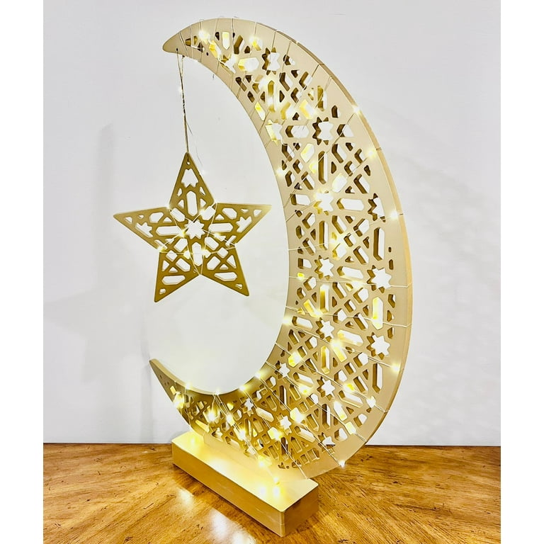 Desk Lamp Ambient Light Table Moon Light Wrought Iron Bedroom Ornament  Hollow Out Ramadan LED Decorations Muslim