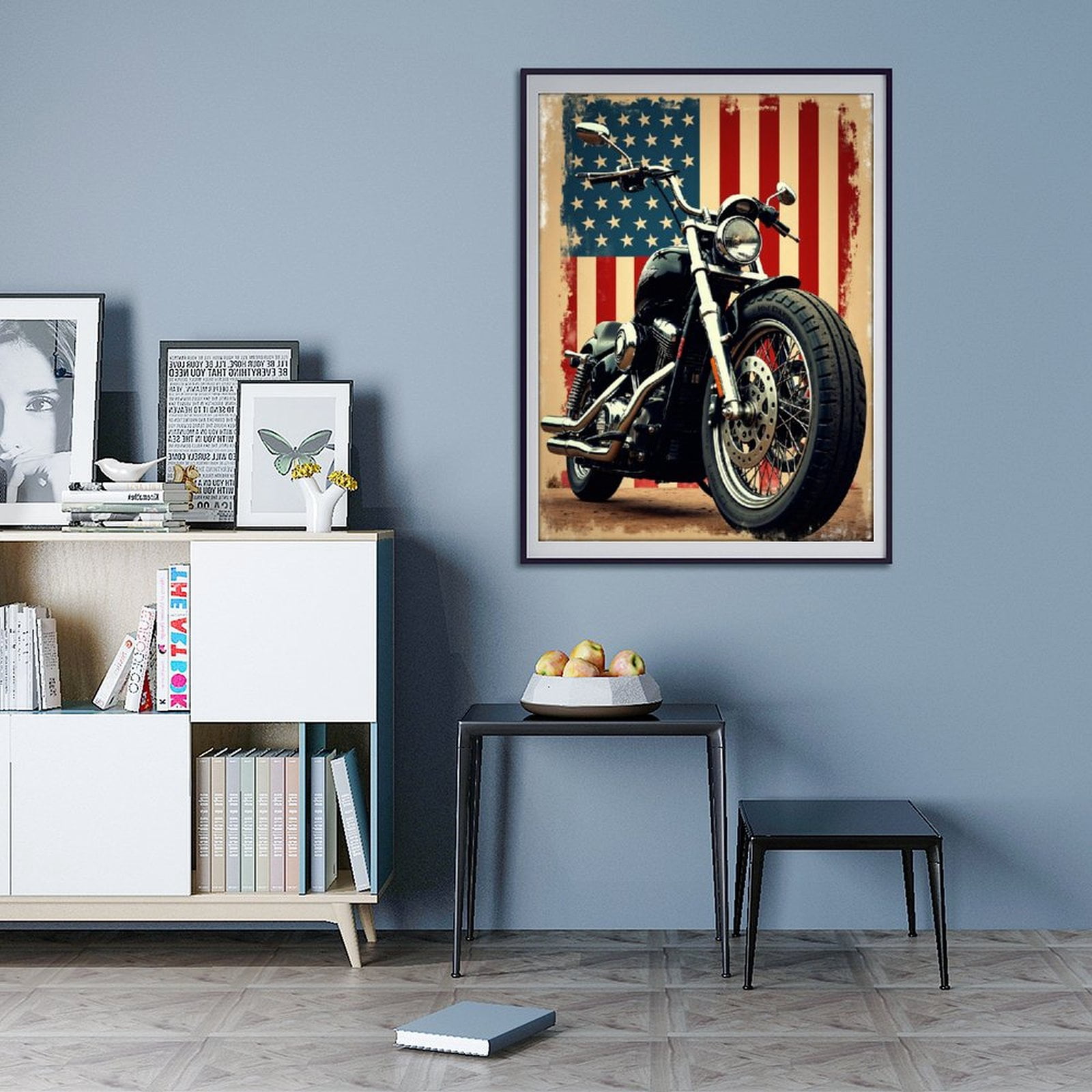 Diamond Art Kit for Adults, American Motorcycle Vintage Photo Diamond Painting for Adults Beginners, DIY Diamond Art Painting Kits, 5D Diamond Painting Crafts for Home Decor 12x16 Frameless