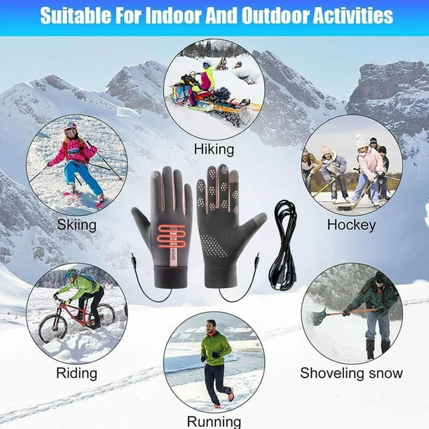 Guantes para Mujeres Guantes Calentados Pantalla Táctil Impermeable Usb, Guantes de Invierno Hombres Mitas para Conducir Ciclismo Caza Senderismo Al Aire Libre