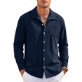 thumbnail image 4 of MXALUOB Men's Corduroy Jackets Button Front Textured Shirt Jacket with Chest Pocket Turn Down Collar Long Sleeve Casual Overshirt, 4 of 6