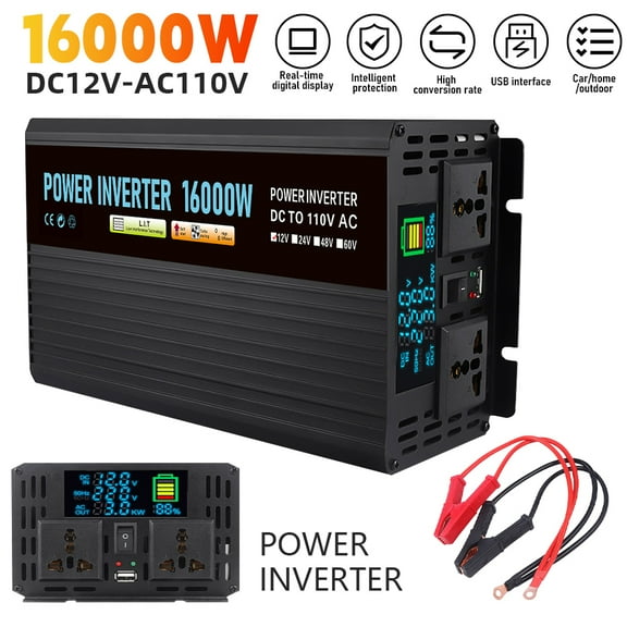 DFITO 1500W Continuous/3000W Peak Power Inverter DC 12V to 110V Car Converter AC with 2 AC Outlets and 2A USB Charging Port