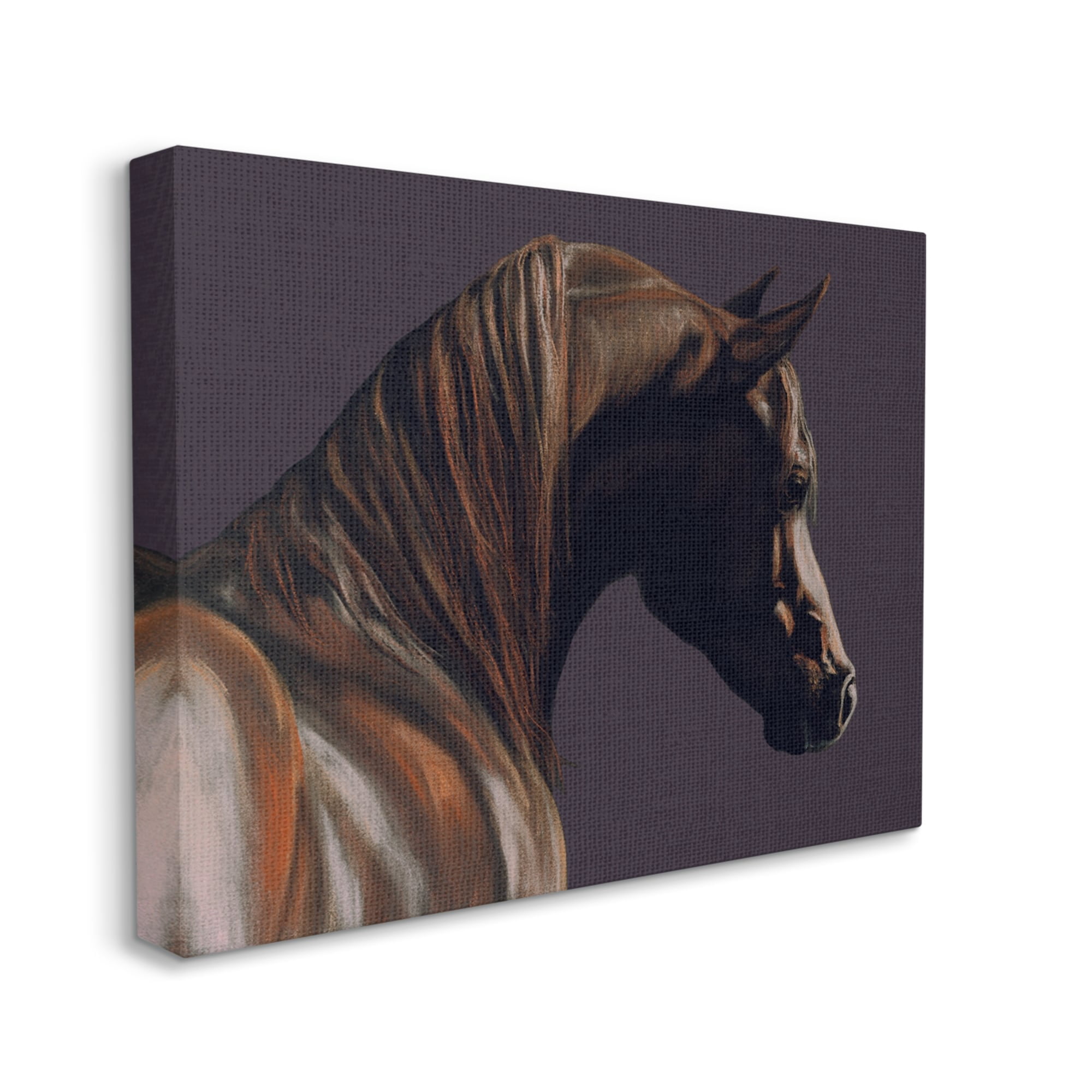 Stupell Industries Dark Horse Animal Portrait Animals & Insects Painting Gallery Wrapped Canvas Print Wall Art