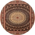 thumbnail image 1 of Ahgly Company Machine Washable Indoor Round Traditional Sunrise Orange Area Rugs, 3' Round, 1 of 7