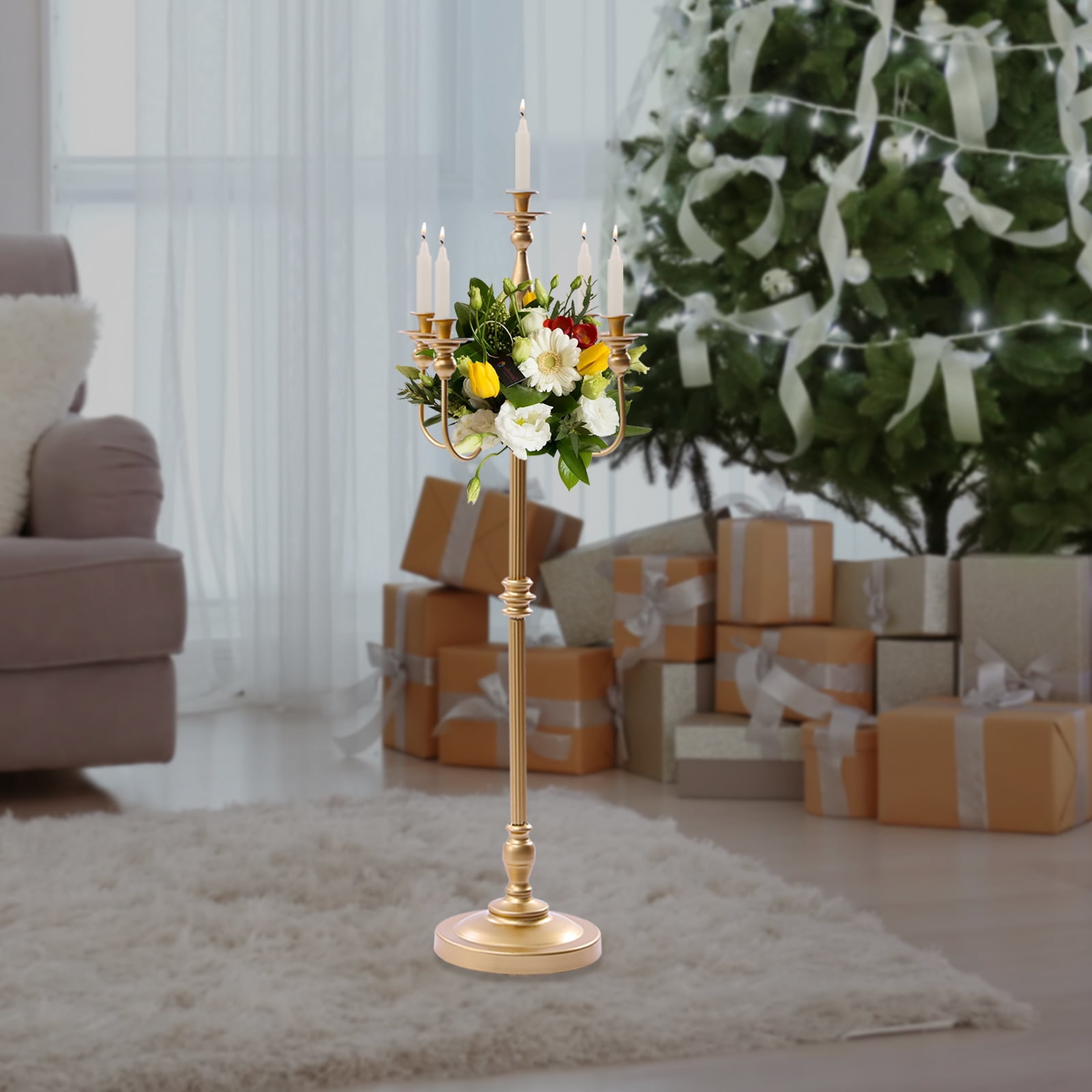 YIYIBYUS Candlestick 50" Antique Floor Candelabra Wedding Tall Floral