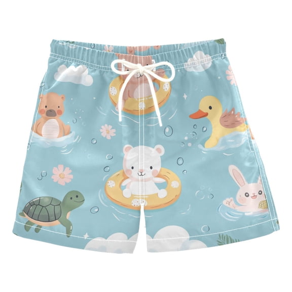 Kids' Beach Pants Comfortable Swim Trunks Cute Summer Animals Pattern Shorts for Pool Vacation and Lounge Wear 2T