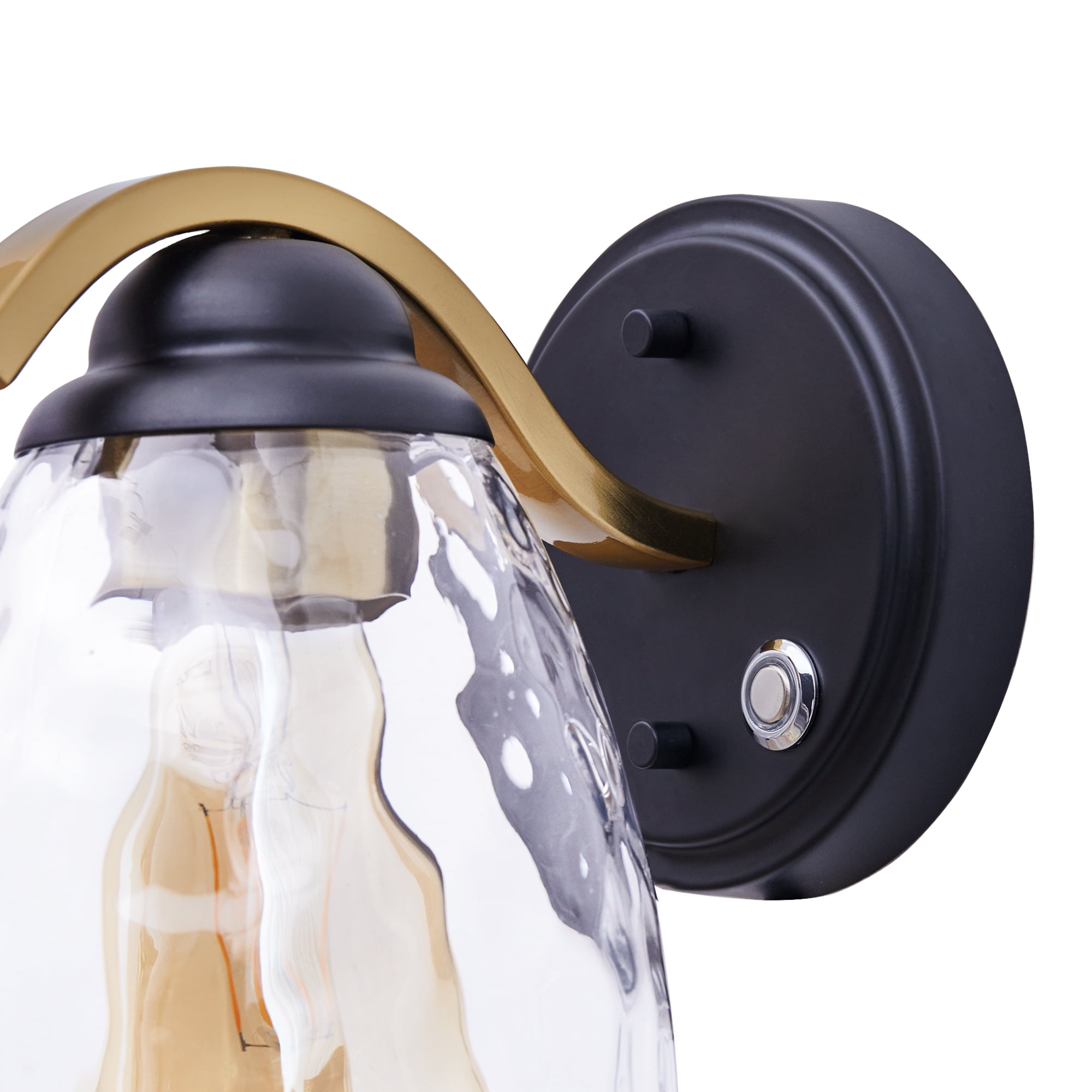 Teamson Home Heidi Dimmable 1-Light Armed Wall Sconce, Black/Brass