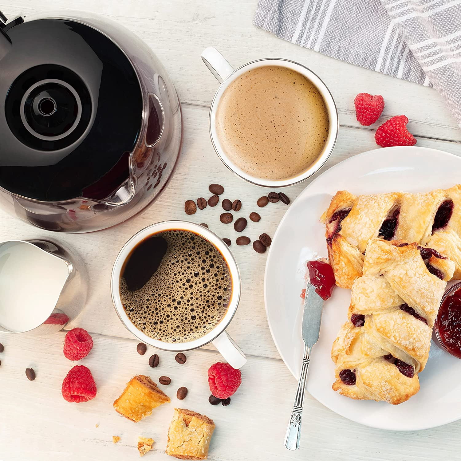 Double Coffee Brewer Station - Dual Drip Coffee Maker Brews two 12-cup Pots, Make Regular or Decaf at Once or Different Flavors, w/ Individual Heating Elements, 2 Glass Carafes, Filters & Scoopers