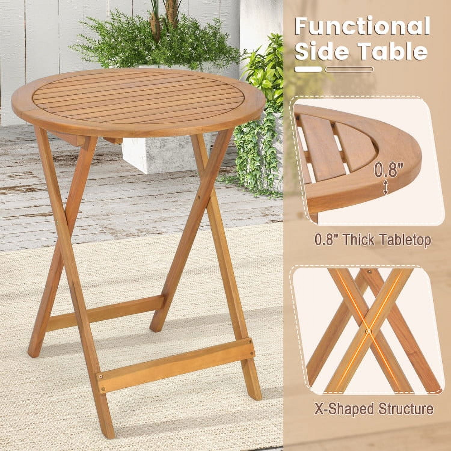 Aimee Lii 3 Pieces Folding Patio Bistro Set with Slatted Tabletop, Outdoor Patio Furniture Aimee Lii 3 Pieces Folding Patio Bistro Set with Slatted Tabletop, Outdoor Patio Furniture